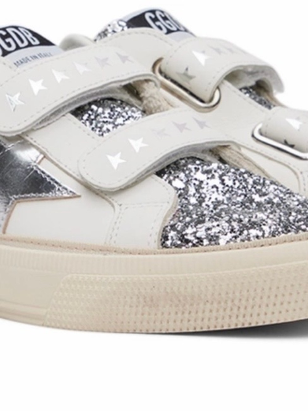 Golden Goose Kids White & Silver May School Sneakers